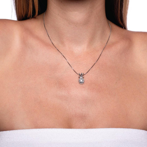 Pina colada | Argent sterling .925 | Collier fermoir infini cristal ananas